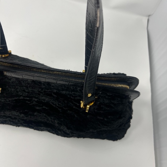 Kate Spade Vintage Lamb's Wool Black Bag With Leather Handles - Picture 9 of 16